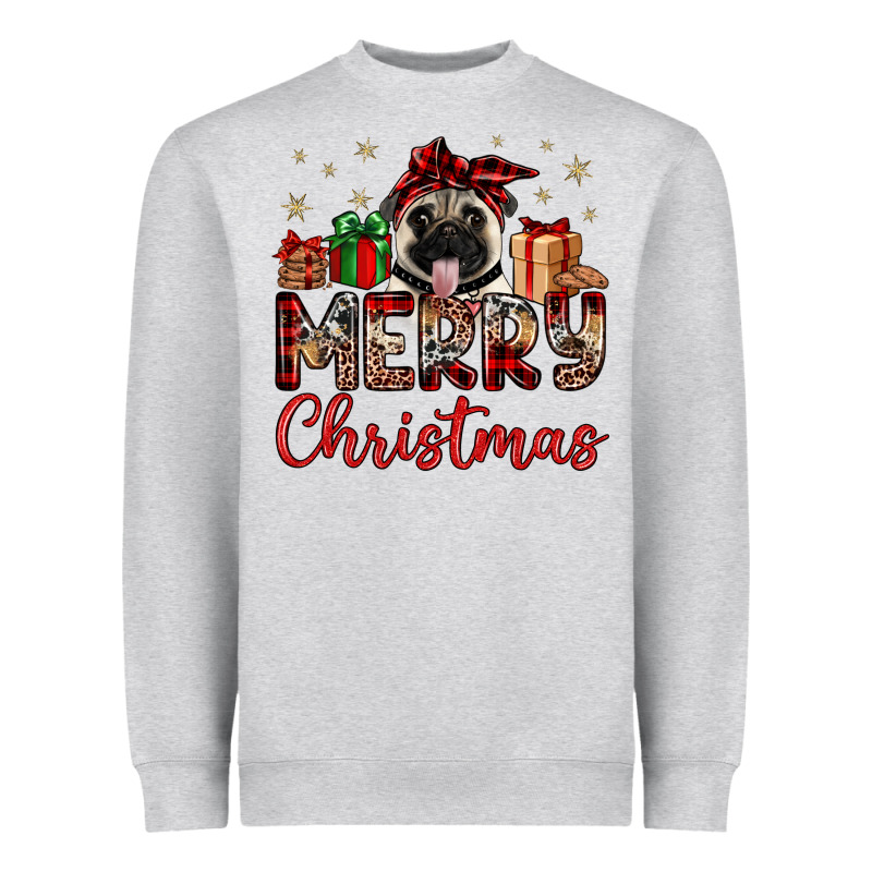 Merry Christmas Pug Heavyweight Sweatshirt by JahusDesignShop | Teevron