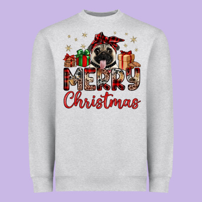 Merry Christmas Pug Heavyweight Sweatshirt Designed By Jahusdesignshop