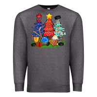 Charcoal Heather Christmas With Ice Hockey Trees Premium Sweatshirt - BundleAndBundleShop