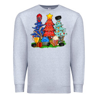 Heather Grey Christmas With Ice Hockey Trees Premium Sweatshirt - BundleAndBundleShop