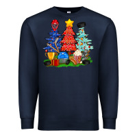 Navy Christmas With Ice Hockey Trees Premium Sweatshirt - BundleAndBundleShop