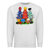 Oatmeal Heather Christmas With Ice Hockey Trees Premium Sweatshirt - BundleAndBundleShop