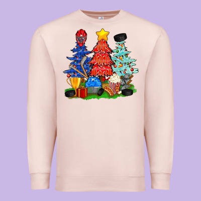 Christmas With Ice Hockey Trees Premium Sweatshirt Designed By Bundleandbundleshop