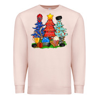 Pale Pink Christmas With Ice Hockey Trees Premium Sweatshirt - BundleAndBundleShop