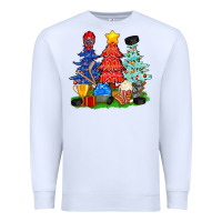 White Christmas With Ice Hockey Trees Premium Sweatshirt - BundleAndBundleShop