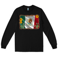 Black mexico flag sunflower cactus Long Sleeve Tee - AdoDesignShop