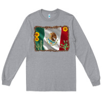 Heather Grey mexico flag sunflower cactus Long Sleeve Tee - AdoDesignShop