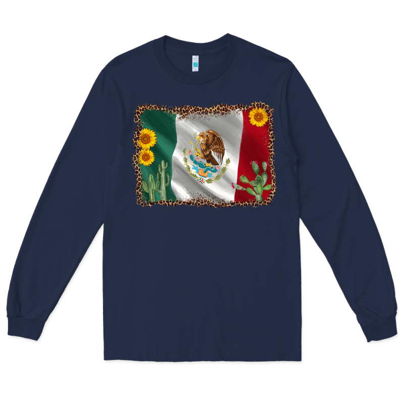 Mexico Flag Sunflower Cactus Long Sleeve Tee by AdoDesignShop | Teevron