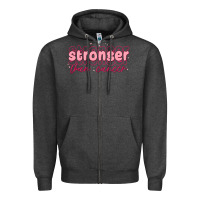 Charcoal Heather stronger than cancer Zipper Hoodie - MaliasSmallBusiness