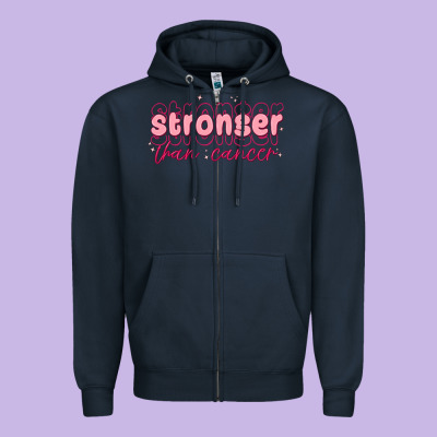 Stronger Than Cancer Zipper Hoodie Designed By Maliassmallbusiness