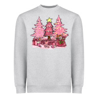 Heather Grey pink christmas trees with gift box bbs Heavyweight Sweatshirt - BundleAndBundleShop