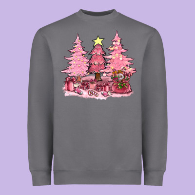 Pink Christmas Trees With Gift Box Bbs Heavyweight Sweatshirt Designed By Bundleandbundleshop