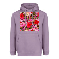 Lavender valentines day coffee cups and love letter with xoxo and leopard seaml Heavyweight Hoodie - BundleAndBundleShop