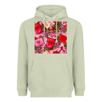 Matcha valentines day coffee cups and love letter with xoxo and leopard seaml Heavyweight Hoodie - BundleAndBundleShop