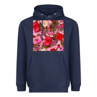 Navy valentines day coffee cups and love letter with xoxo and leopard seaml Heavyweight Hoodie - BundleAndBundleShop
