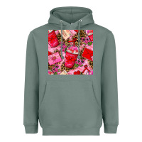 Sage valentines day coffee cups and love letter with xoxo and leopard seaml Heavyweight Hoodie - BundleAndBundleShop