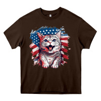 Chocolate Brown cat2 Heavy Core Tee - Unal Design
