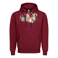 Burgundy easter gnomies Zipper Hoodie - MaliasSmallBusiness