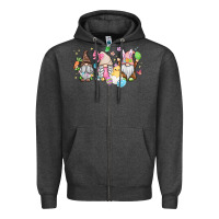 Charcoal Heather easter gnomies Zipper Hoodie - MaliasSmallBusiness