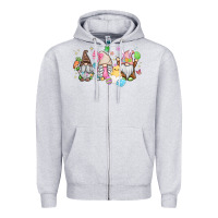 Heather Grey easter gnomies Zipper Hoodie - MaliasSmallBusiness