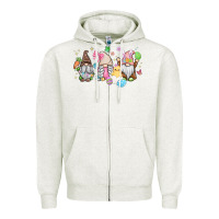 Oatmeal Heather easter gnomies Zipper Hoodie - MaliasSmallBusiness
