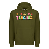 Army Green custom teacher flowers Premium Hoodie - JahusDesignShop