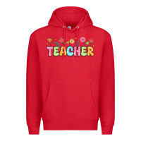 Red custom teacher flowers Premium Hoodie - JahusDesignShop