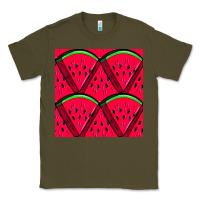 Army Green Watermelon Slices Seamless Pattern Classic Tee - BundleAndBundleShop