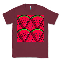 Burgundy Watermelon Slices Seamless Pattern Classic Tee - BundleAndBundleShop