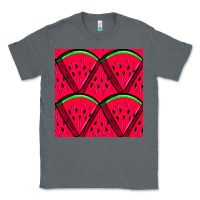 Charcoal Heather Watermelon Slices Seamless Pattern Classic Tee - BundleAndBundleShop