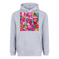 Heather Grey valentines day with love coffee cups  seamless pattern bbs Heavyweight Hoodie - BundleAndBundleShop