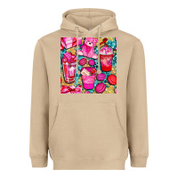 Mushroom valentines day with love coffee cups  seamless pattern bbs Heavyweight Hoodie - BundleAndBundleShop