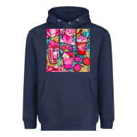 Navy valentines day with love coffee cups  seamless pattern bbs Heavyweight Hoodie - BundleAndBundleShop