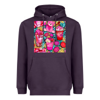 Plum valentines day with love coffee cups  seamless pattern bbs Heavyweight Hoodie - BundleAndBundleShop