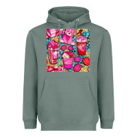 Sage valentines day with love coffee cups  seamless pattern bbs Heavyweight Hoodie - BundleAndBundleShop
