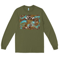 Army Green western leopards and turquoise with cowhide background Long Sleeve Tee - Artiststas