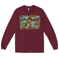 Burgundy western leopards and turquoise with cowhide background Long Sleeve Tee - Artiststas