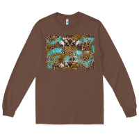 Chestnut western leopards and turquoise with cowhide background Long Sleeve Tee - Artiststas