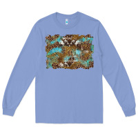 Colony Blue western leopards and turquoise with cowhide background Long Sleeve Tee - Artiststas