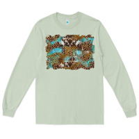 Matcha western leopards and turquoise with cowhide background Long Sleeve Tee - Artiststas