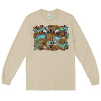 Mushroom western leopards and turquoise with cowhide background Long Sleeve Tee - Artiststas