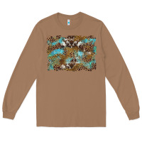 Toasted Coconut western leopards and turquoise with cowhide background Long Sleeve Tee - Artiststas