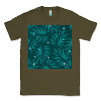 Army Green Tropical  Leaves Seamless Pattern Classic Tee - BundleAndBundleShop