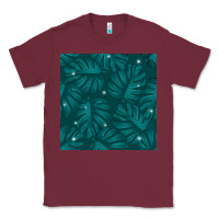 Burgundy Tropical  Leaves Seamless Pattern Classic Tee - BundleAndBundleShop