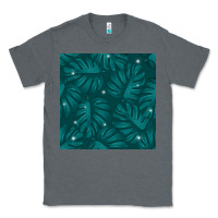 Charcoal Heather Tropical  Leaves Seamless Pattern Classic Tee - BundleAndBundleShop