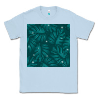 Dusty Blue Tropical  Leaves Seamless Pattern Classic Tee - BundleAndBundleShop