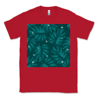 Red Tropical  Leaves Seamless Pattern Classic Tee - BundleAndBundleShop