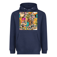 Navy western cowgirl coffee cup with cowhide seamless pattern bbs Heavyweight Hoodie - BundleAndBundleShop