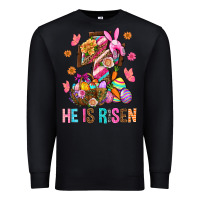 Black He Is Risen Easter Premium Sweatshirt - BundleAndBundleShop