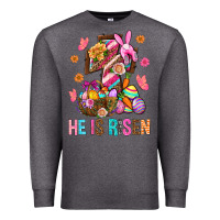 Charcoal Heather He Is Risen Easter Premium Sweatshirt - BundleAndBundleShop
